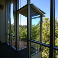 This special "pop out" space in one of the class rooms provides a viewer an unique 270 degree view of the campus and the sensation of floating in air. The stacked double-roof is a tribute to Brendan\'s habit of wearing two baseball caps. The design of this space is intended as a reminder of Brendan forever looking over the campus and his friends.