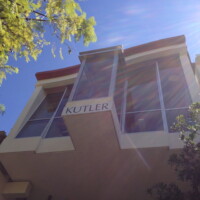 The north side of the building and exterior view of the pop-out window.